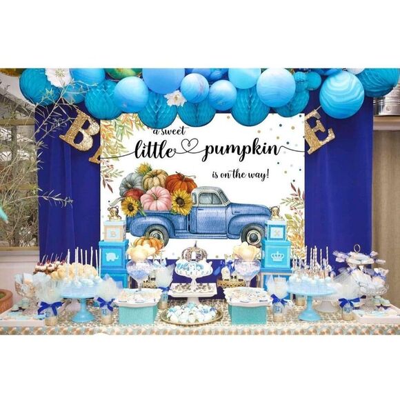 NIP BUTEN FALL THEMED BABY BOY SHOWER BACKDROP - Picture 1 of 6